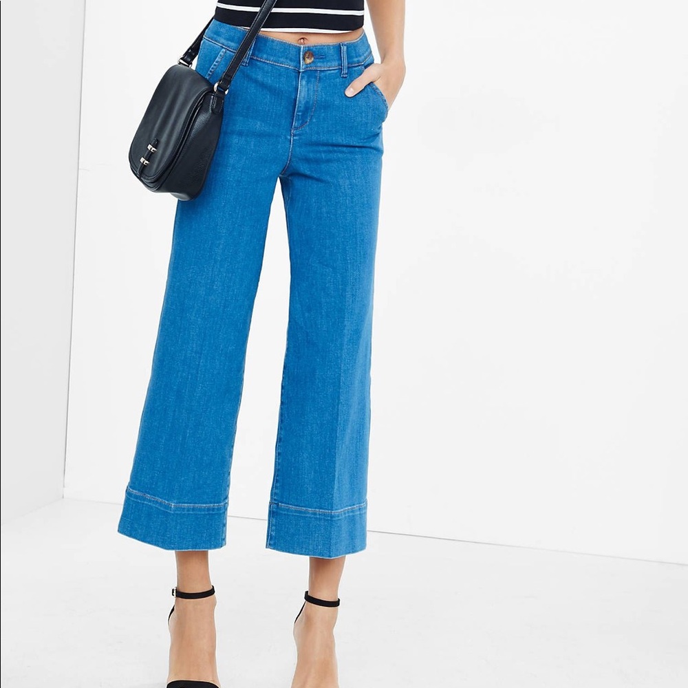 Express Wide Leg High Waist Denim Culottes